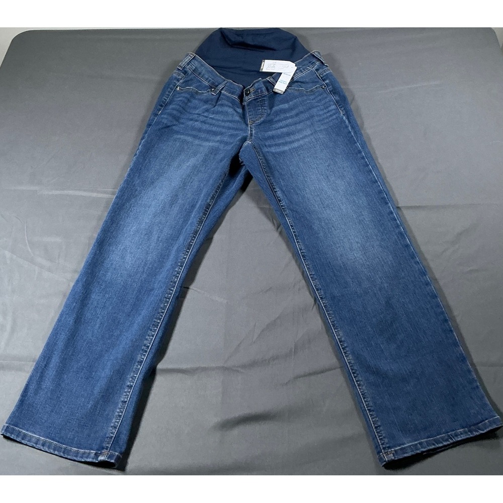 Time and Tru Womens Maternity Straight Leg Jeans Blue Medium Wash Small 4-6 NWT